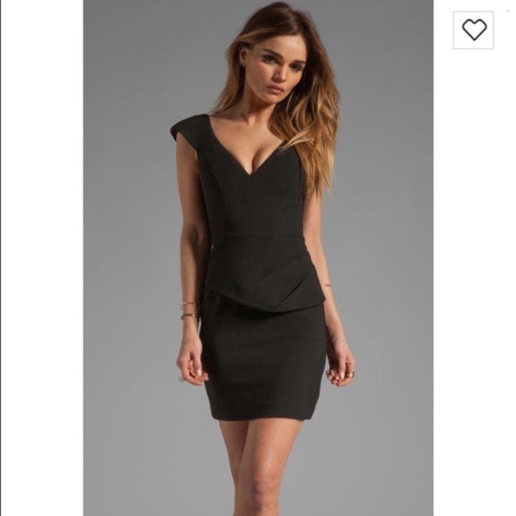 black halo peplum dress